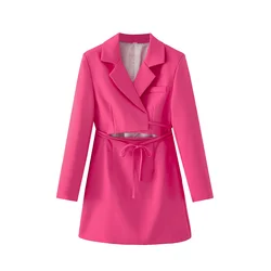 PB&ZA 2024 Spring New Women's Fashion and Elegance Commuting Versatile Casual Rose Red Personalized Suit Coat