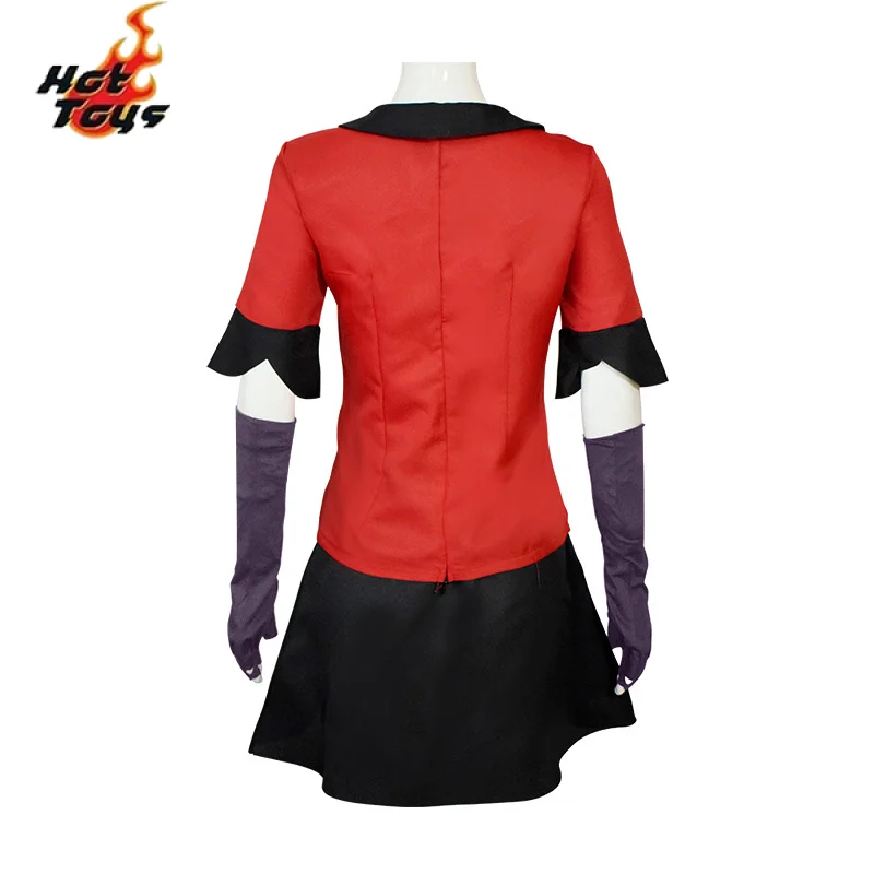 Vaggie Cosplay Costume Haz bin Cos Hotel Red Uniform Top Skirt Gloves Socks Full Set Suits for Adult Halloween Party Fancy
