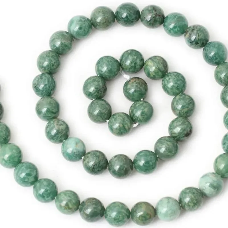 Emerald  Loose Beads Natural Gemstone Smooth Round Bead for Jewelry Making  Bracelets Necklace Wholesale