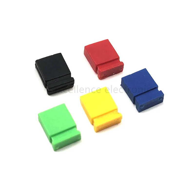 100PCS Closed Jumper Shorted Cap & Headers & Wire Housings 2.54MM Shunt Red Black Yellow White Green Blue