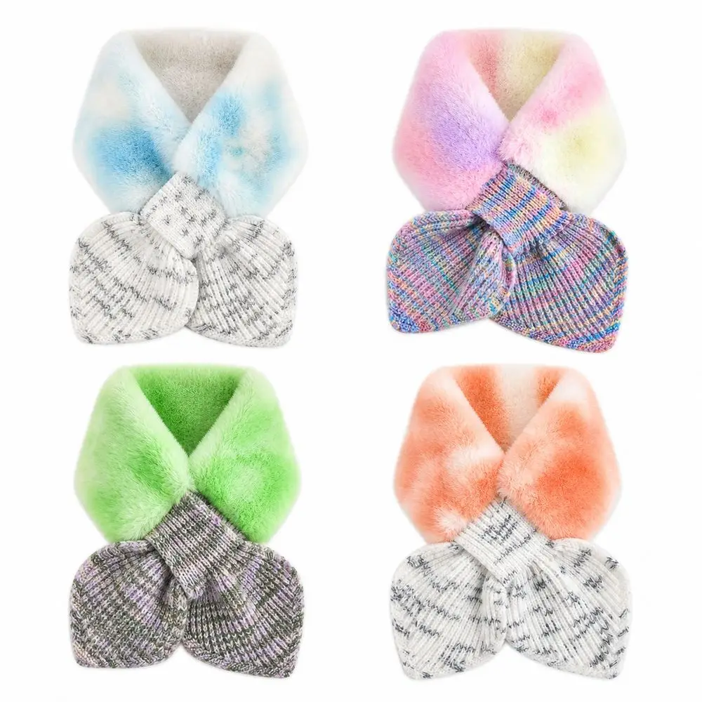 Faux Fur Faux Fur Scarf Cross Tie Slip-On Closure Cross Tie Scarf Knitted Fabric Soft Texture Wrist Cuff for Girls and Women