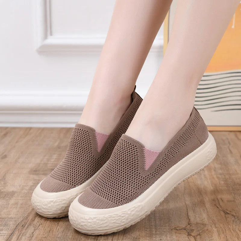

Женская повседневная обувь, летняя универсальная обувь с дышащей сеткой для мам среднего и пожилого возраста, удобная повседневная прогулочная обувь без шнуровки