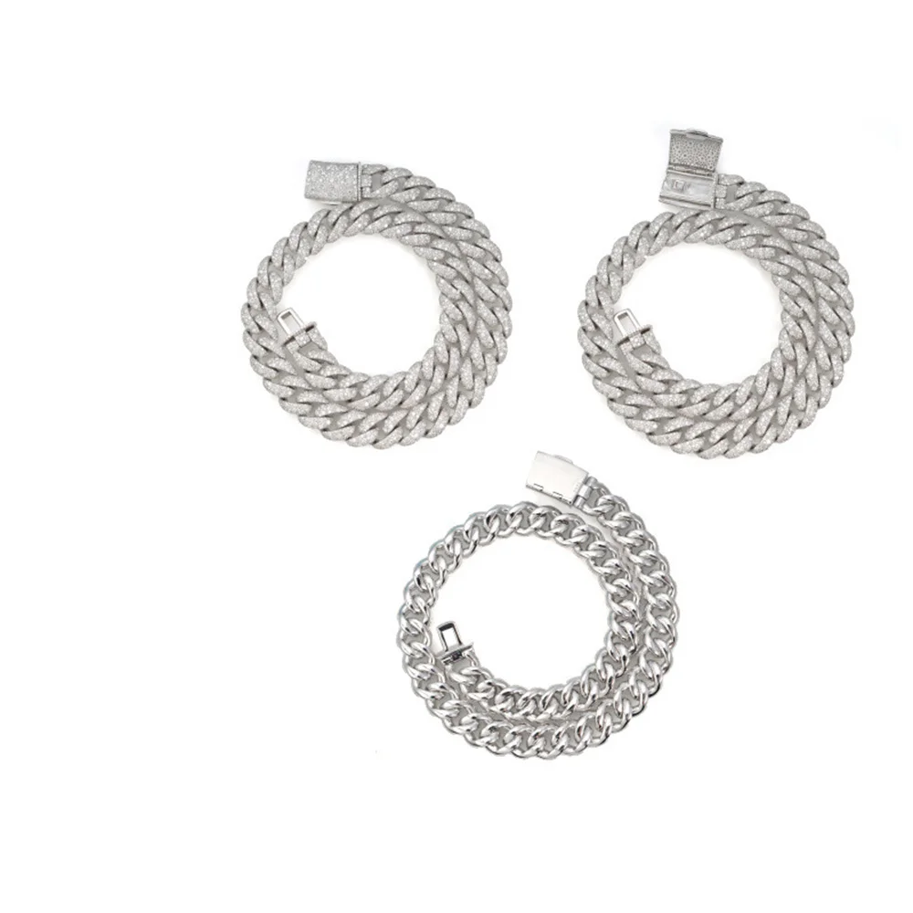 Icedminer 14mm Moissanite S925 Silver Cuban Link Chain Necklaces For Men Women VVS Diamonds Choker Pass Tester Hip Hop Jewelry