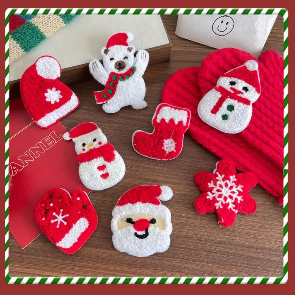 Creative Polar Bear Christmas Hair Clip Snowman Gloves Plush Xmas Barrettes Bell Stocking Santa Claus Hairpin Girls