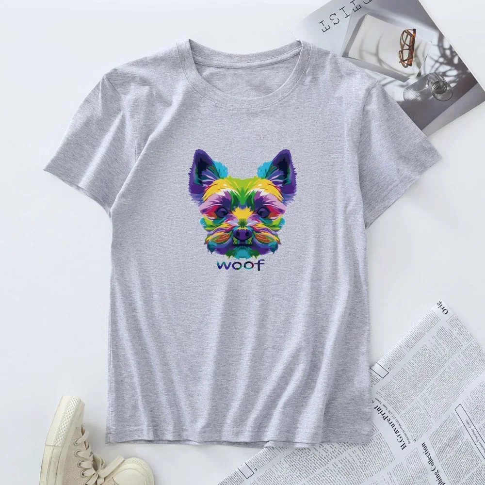 Summer Plus Size T-shirt 100% Cotton Women's Short Sleeve Top Women Tshirt Clothing Cute Dog Graphic T Shirts Female Tees