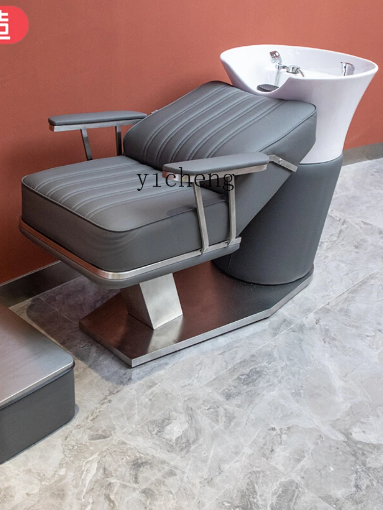 Zk Lying Half Flushing Bed Integrated Shampoo Chair Hair Saloon Dedicated Hair Salon Stainless Steel Ceramic Basin