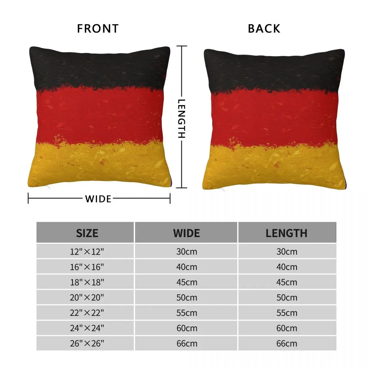 Abstract German Flag Square Pillowcase Polyester Linen Velvet Pattern Zip Decorative Pillow Case Home Cushion Cover