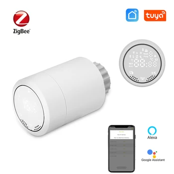 Tuya ZigBee 3.0 Smart Programmable TRV Radiator Actuator Thermostat Radiator Valve Temperature Controller with Alexa Google Home