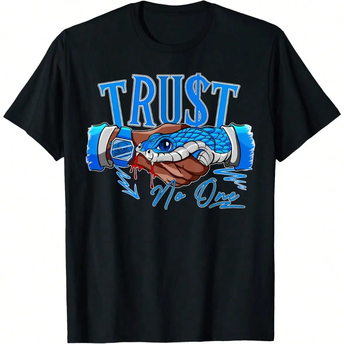 

T-Shirt For Men Men's Graphic T-Shirt Snake Trust No One Military Blue 4s Matching For Men T-Shirt Soft Fabric