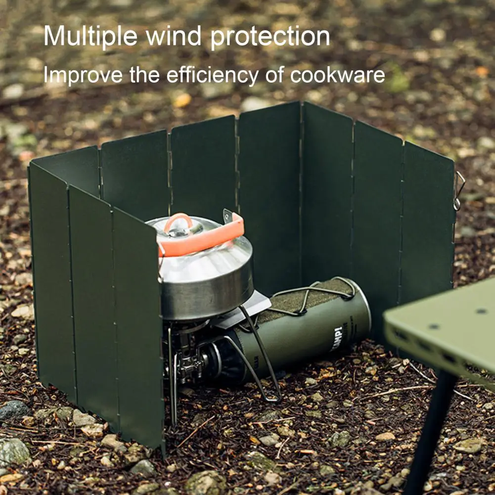 Wind Deflector Outdoor Camping Stove Windscreen Heat Resistant Stove Wind Guard 10 Plates Folding Stove Windshield