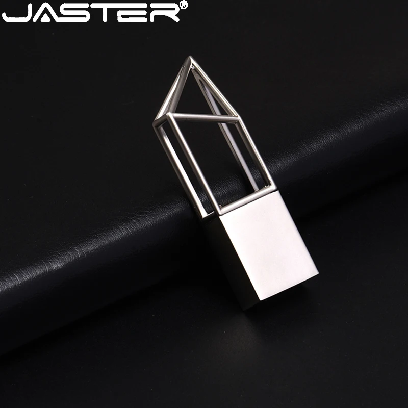 Imagem -03 - Jaster-hollow Metal Usb Flash Drive Ouro e Prata Pen Drive Chaveiro Memory Stick Requintado Moda Presente 128gb 64gb 10 Pcs por Lote