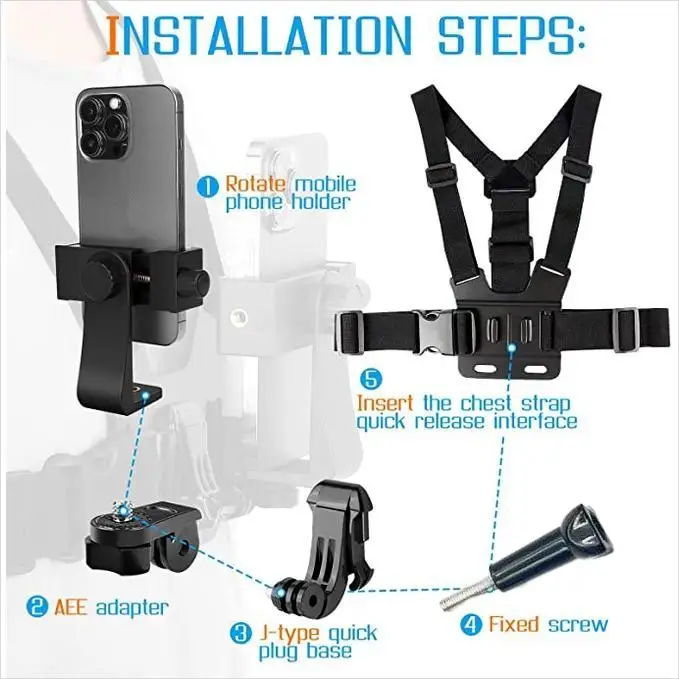 Mobile Phone Chest Strap Mount For Chest Harness Holder VLOG/POV For Insta 360/Gopro Camera Accessories Adjustable Strap Chest S