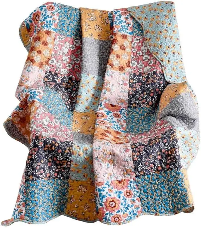 

Современный цветочный гобелен-плед 50x60 дюймов с лоскутным узором из калико для домашнего декора