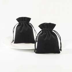 10pcs/lot Small Luxury Black Velvet Jewellry Packaging Gift Pouches 7x9cm 8x10cm Velvet Drawstring Rings Earrings Organizer Bag