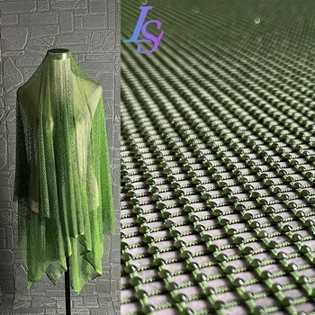 Full Diamond Mesh Fabric Stage Costumes Dresses Bags Decorative Clothing Designer Cloth Diy Sewing Meters Polyester Material