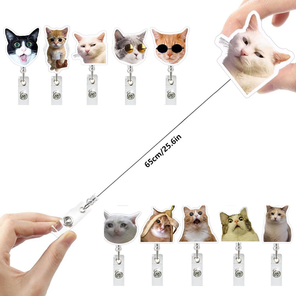 لطيف القط الاكريليك شارة بكرة قابل للسحب اسم العلامة التمساح كليب حامل بطاقة الهوية للممرضة مكتب العمل طبيب المعلم الطالب