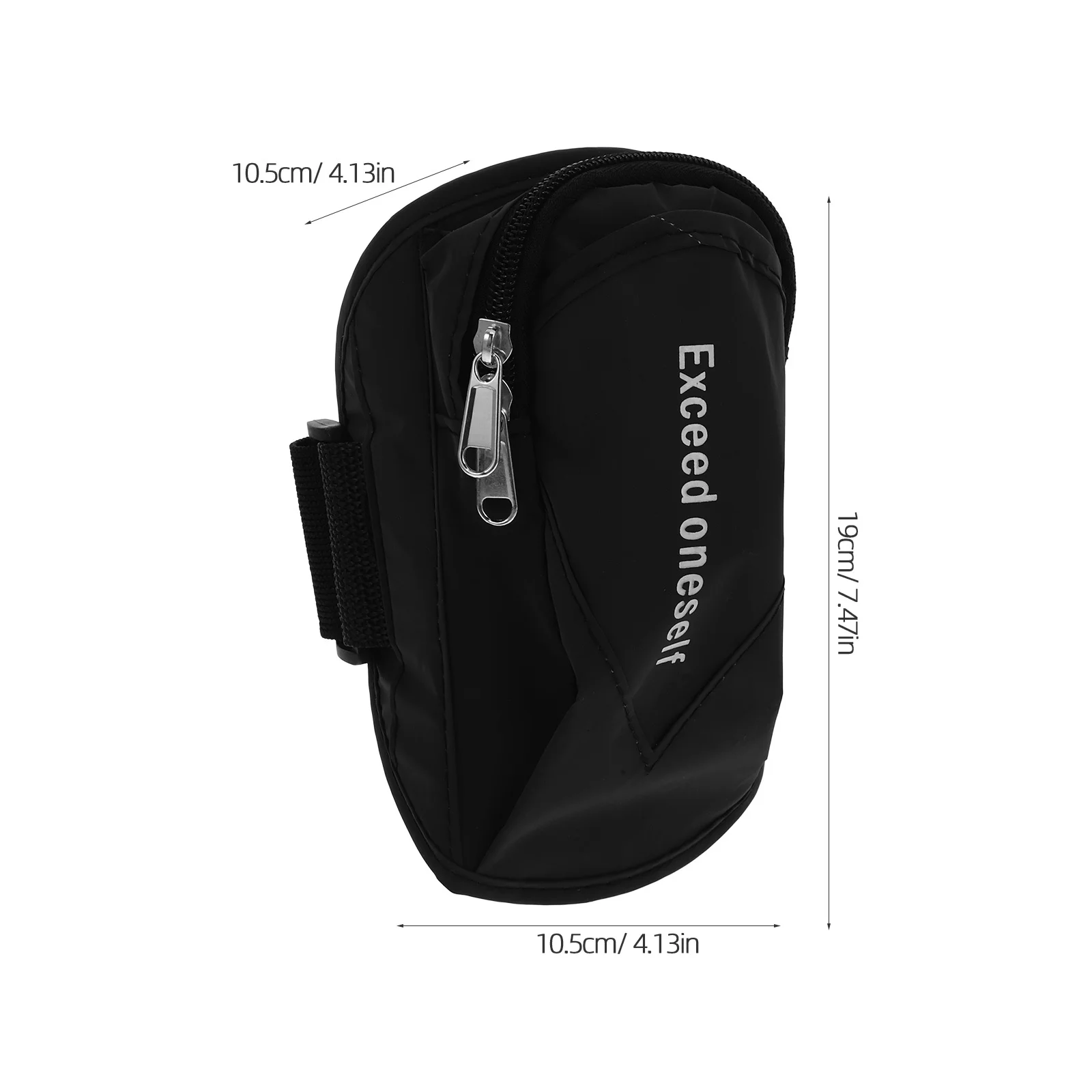 Unisex Black Running Armband Breathable Water-Resistant Nylon Sports Arm Bag Adjustable Jogging Cycling Hiking Zipped Pocket