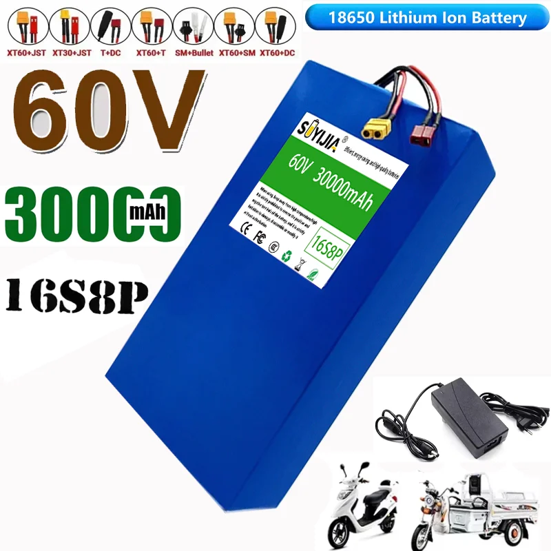 

Аккумуляторная батарея 1000-3000 Вт, высокомощная, 60 В, 30 Ач, 18650, совершенно новая, литиевая, 16S8P, подходит для различных транспортных средств.