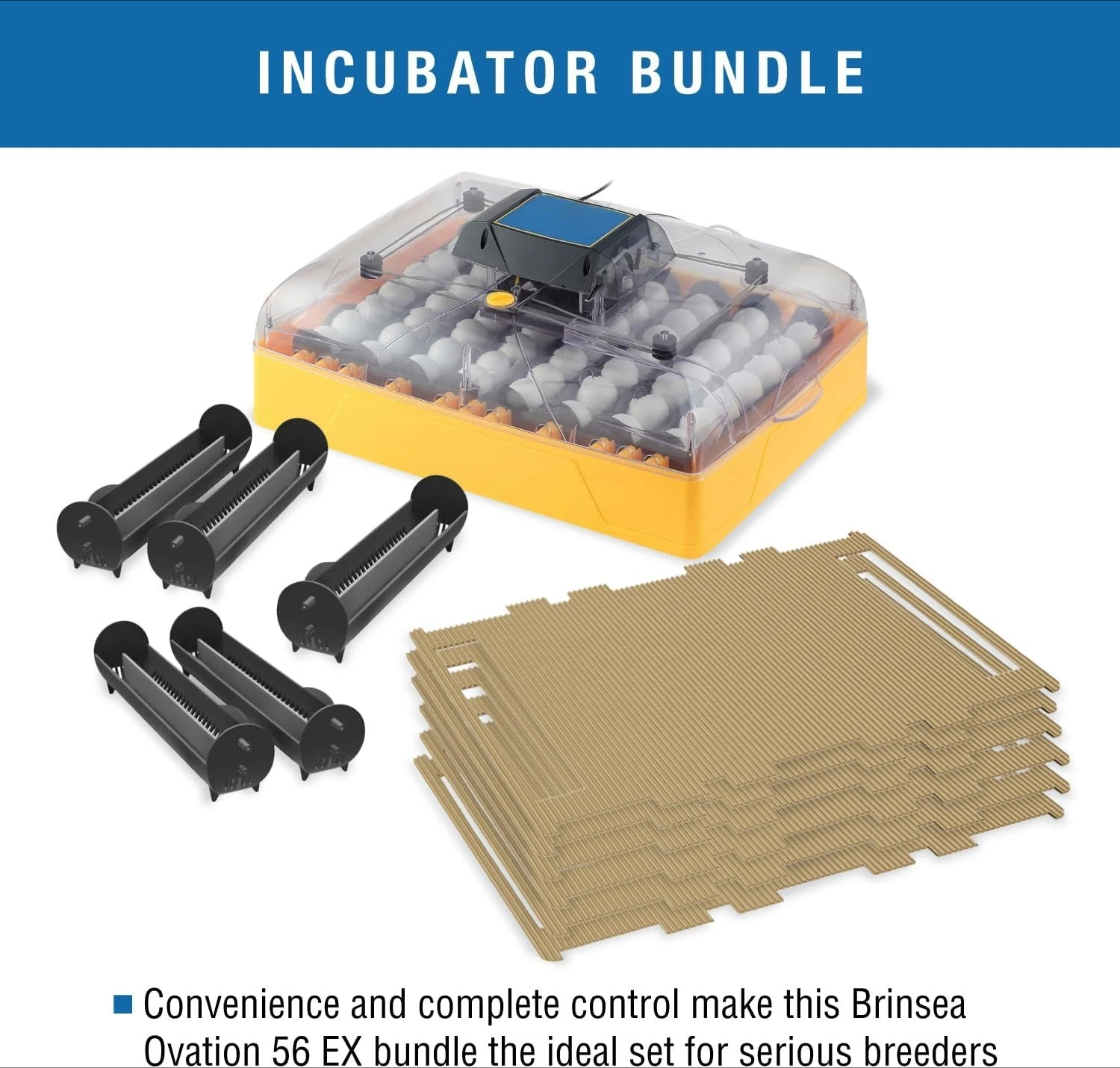 

56 EX Bird Egg Incubator Bundle with Automatic Egg Turning for 56 Chicken, Duck, Other Bird Eggs, Plus 5 Large Egg·Free Shipping