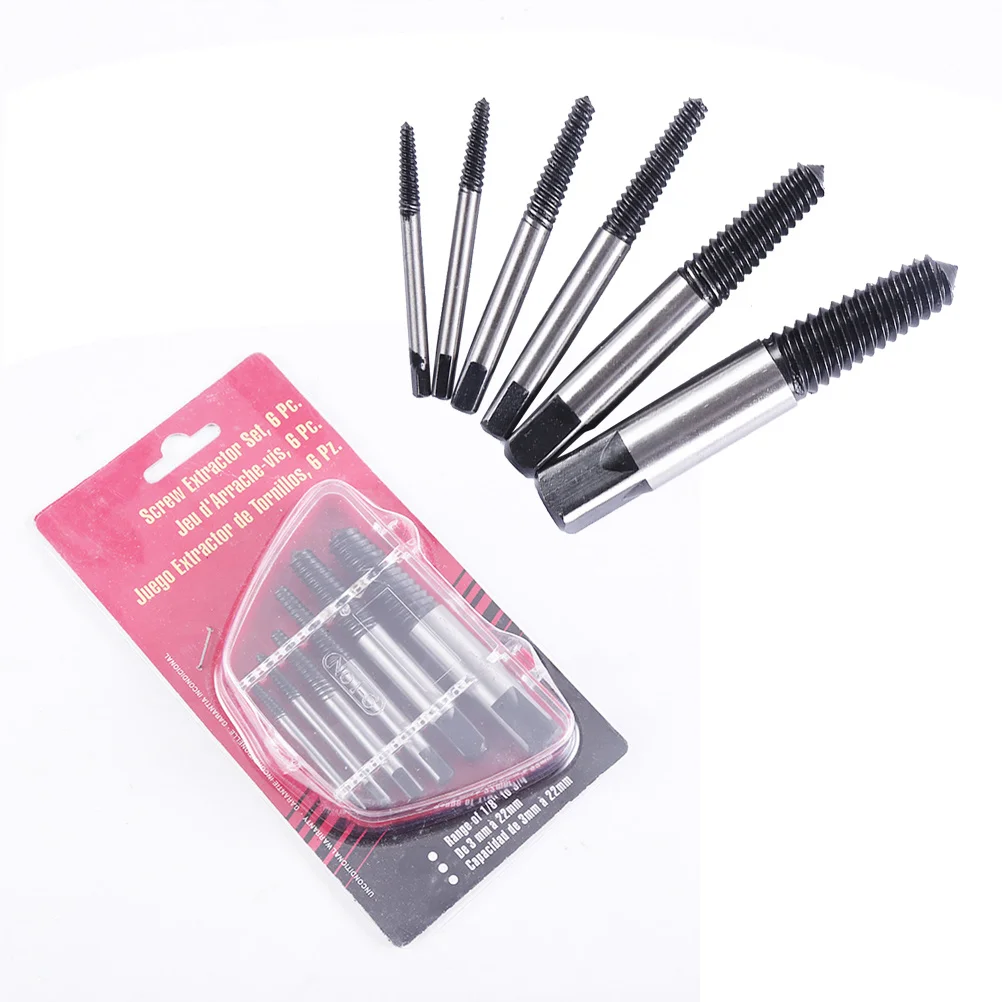 

6pcs Screw Extractor Set Easy Out Tool For Stripped Damaged Bolts Auto Repair Steel Stud Remover Portable Storage Box Hand