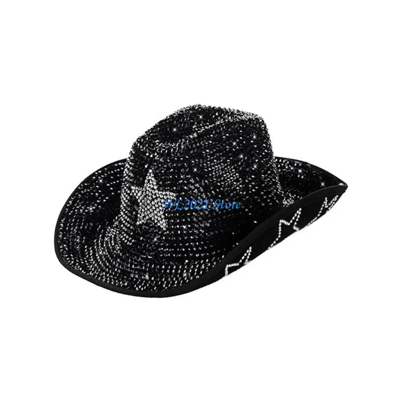 

G5GC Shimmering Rhinestones Top Hat for Dancing Party Formal Event All Age Headwear