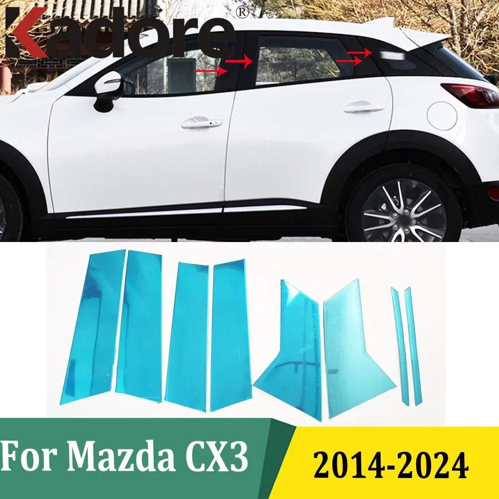 For Mazda CX-3 CX3 2014-2021 2022 2023 2024 Car Window Center Pillar Moldings Strips Cover Exterior Accessories Stainless Steel