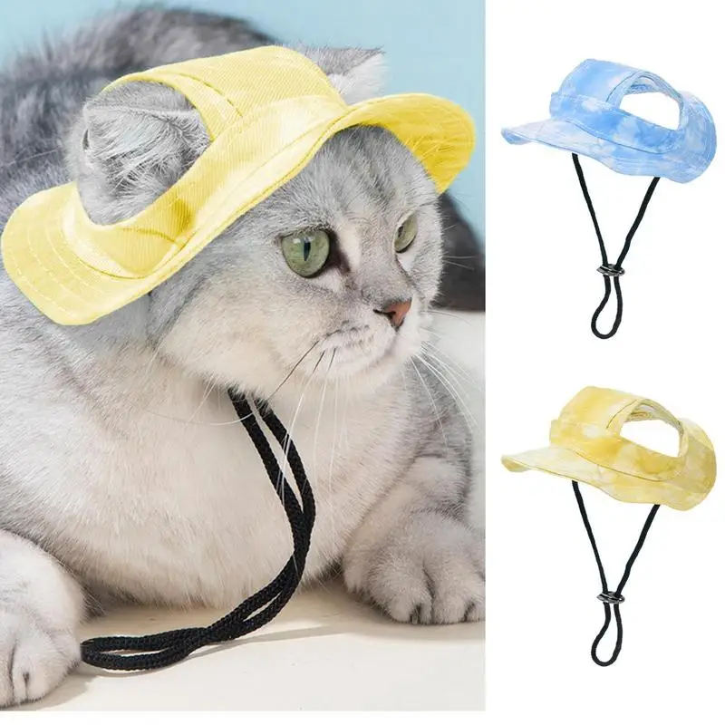 

Summer Dog Hats With Ear Holes For Small Medium Dogs Cats Bucket Hat Dog Hat Sunscreen Baseball CapOutdoor Grooming For Protect