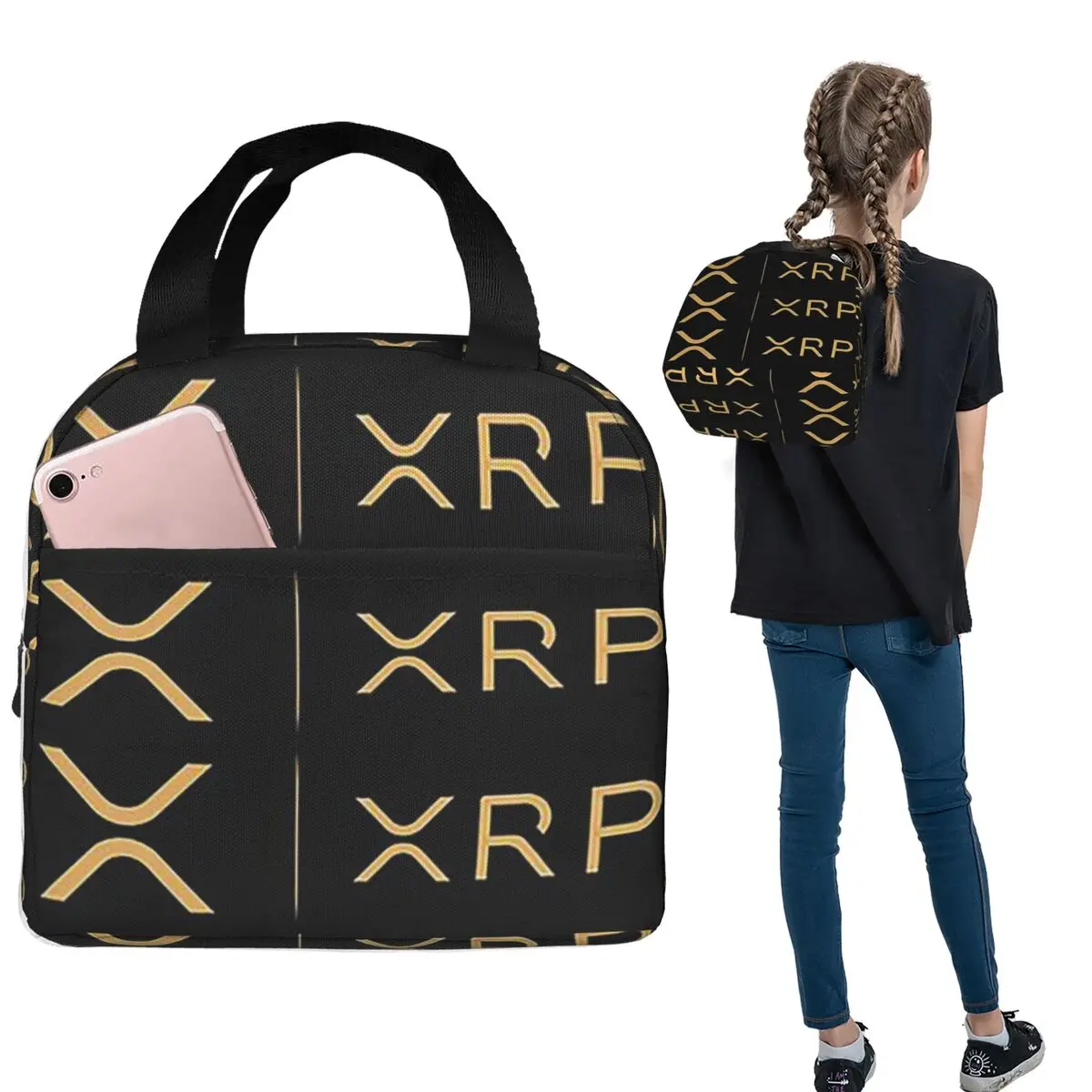 XRP Cryptocurrency XRP Insulated Lunch Bag for Women Children Portable Food Boxes Thermal Lunch Box Tote