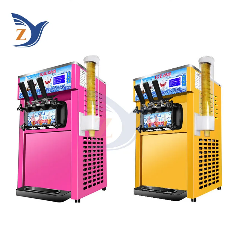 Ice Cream Making Machine ZY-168 Stainless Steel 1200W Table Type Small Automatic Commercial Double Storage Cylinder Equipment