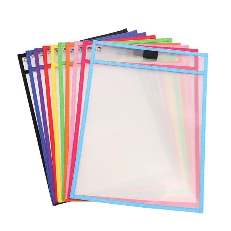 Imagem -02 - Pvc Transparente Ensino Pocket Folder Sleeves Reutilizáveis Dry Erase Pockets Grandes Dimensões Limpar Papelaria Storage Pouch Pcs