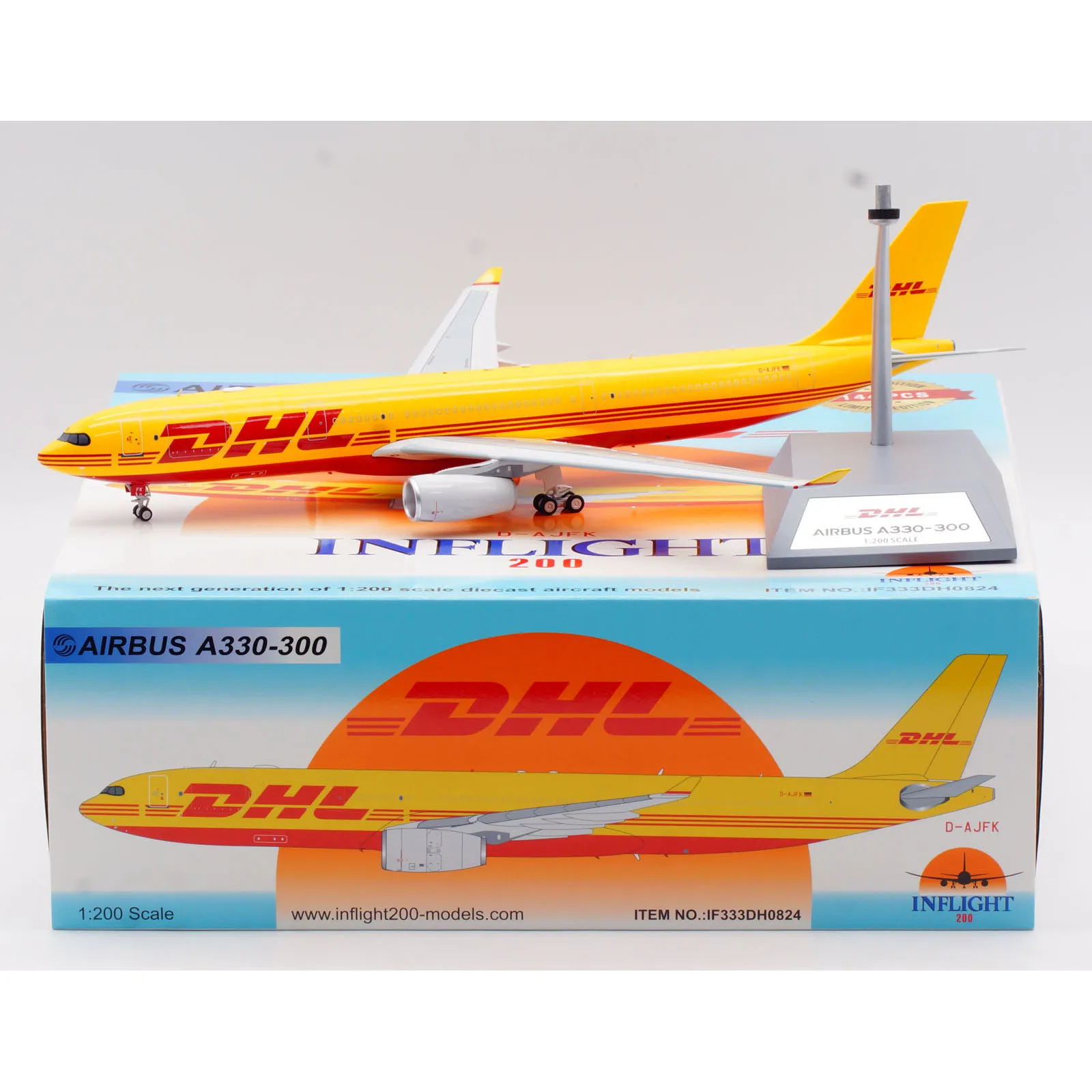 IF333DH0824 Alloy Collectible Plane Gift INFLIGHT 1:200 DHL-European Air Transport Airbus A330-300 Diecast Aircraft Model D-AJFK