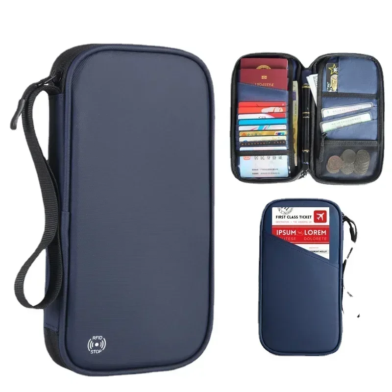 

RFID Family Passport Holder Travel Wallet with A Sim Card Slot and Eject Pin Waterproof Ticket Document Organizer Bag