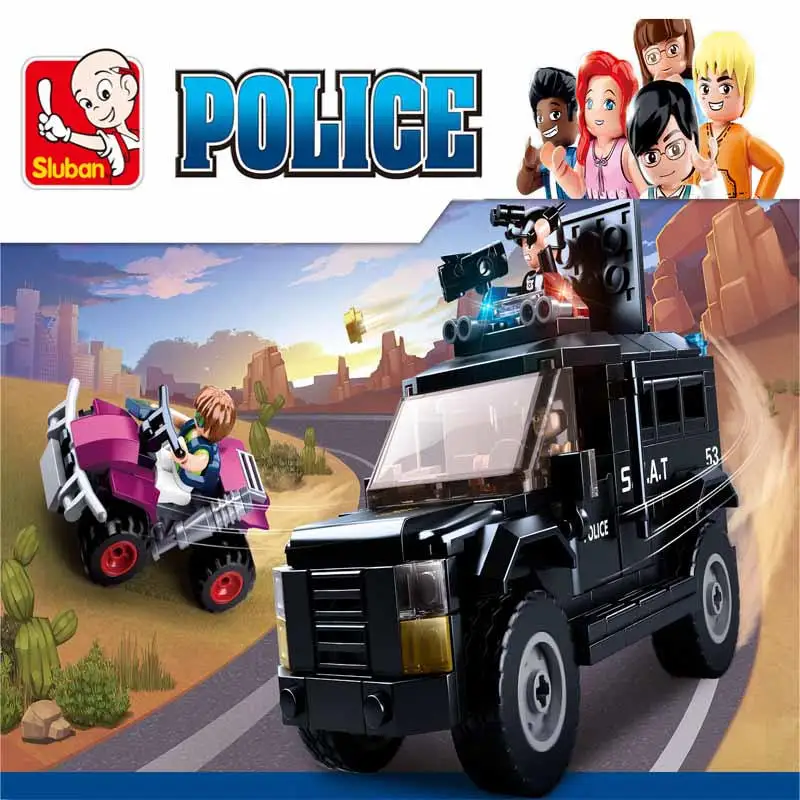 

Sluban Building Block Toys City Police B0653 Armored Assault Vehicle 293PCS Bricks Police Wagon Compatbile With Leading Brands