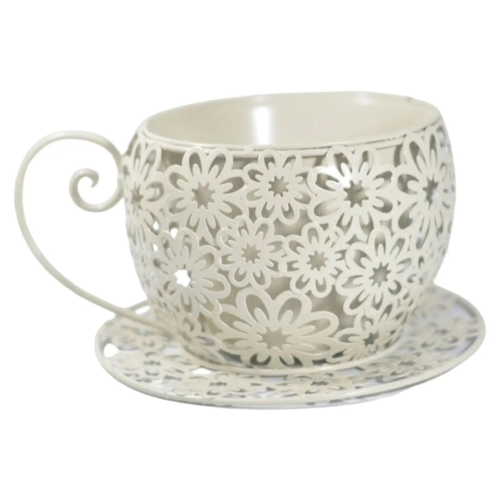 Iron Teacup Planter Pot Creative Vintage Art-inspired Flower Vase Succulent Holder Decorative Tabletop for Interior Home
