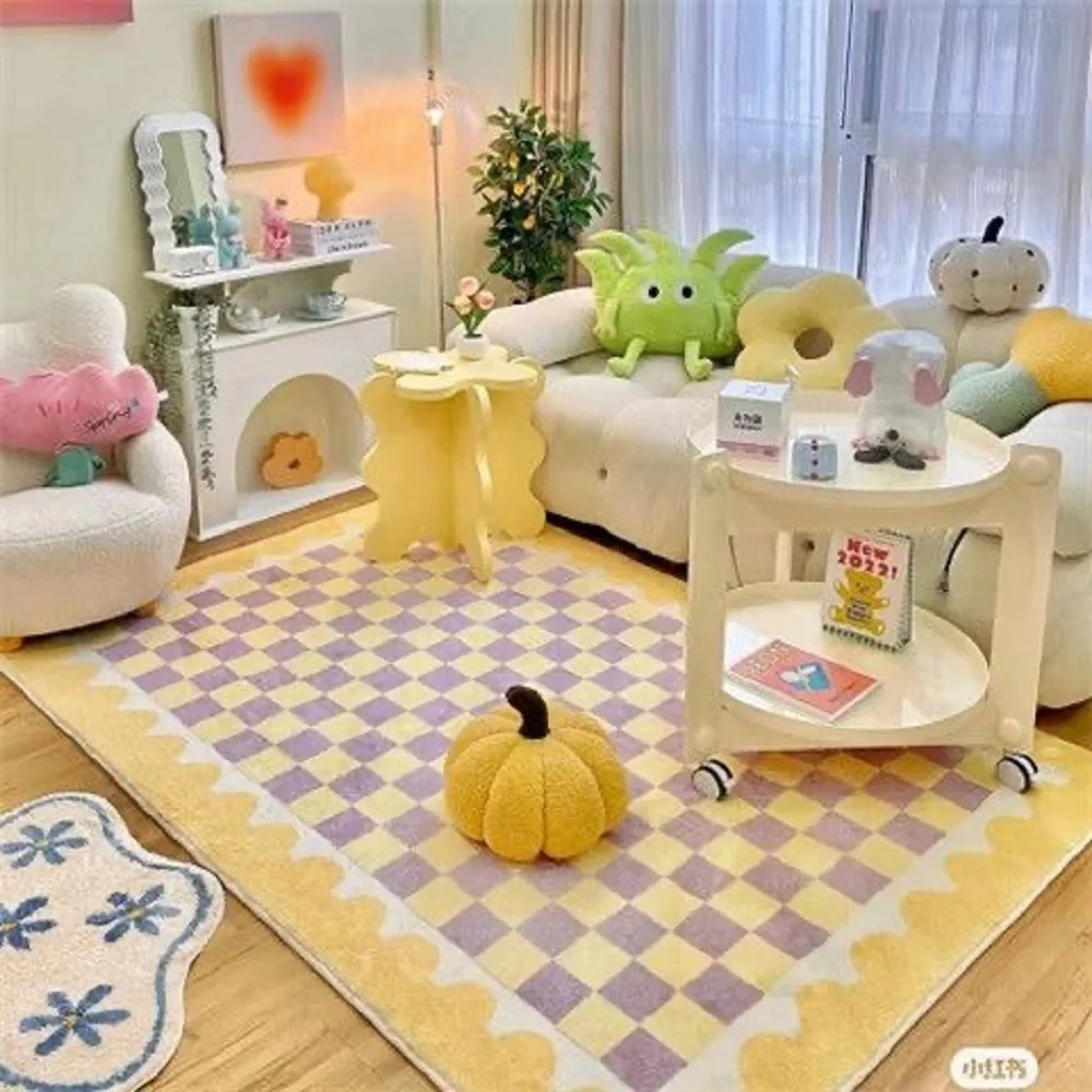 VIKAMA شفاء الزهور تقليد الكشمير السجاد لطيف السرير بطانية الحلو فتاة غرفة حصيرة غرفة المعيشة الدافئة الوردي السجاد الكبير #2