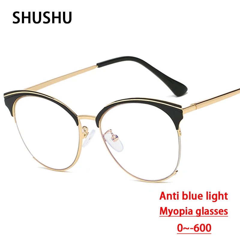 

New Cat Eye Metal Anti-Blu-ray Prescription Mirror Fashion Ladies Cat Glasses Frame Retro Spring Legs Computer Literature Glasse