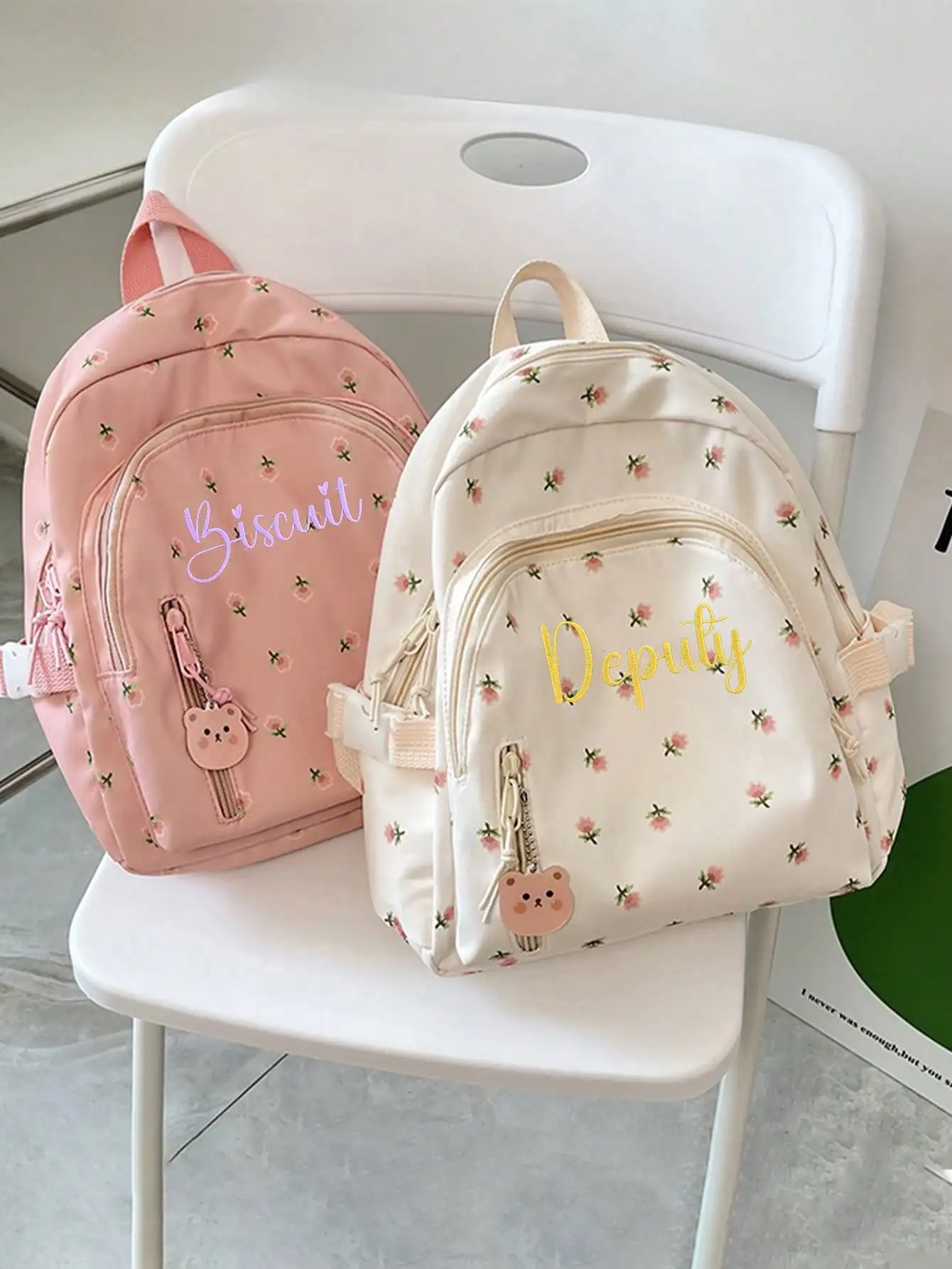 Cute Floral Mini Backpack for Girls Custom Name Embroidery School Bag Small Rucksack Teen Student Bookbag Travel Daypack