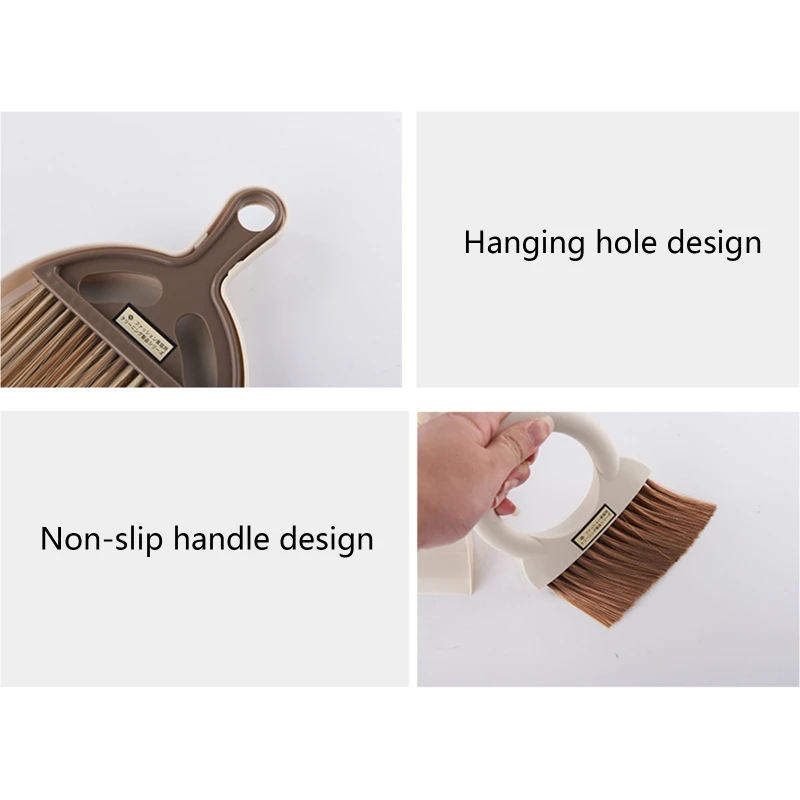 Mini Dust Pan with Brush Set for Computer Keyboard Counertop Long/Round Handle