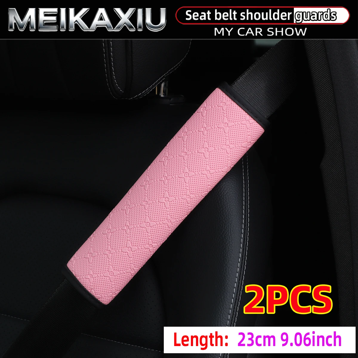 PU Leather Embossed Star Car Shoulder Pads 23cm Seat Belt Decorative Interior Accessories for Women One Or Two Stars