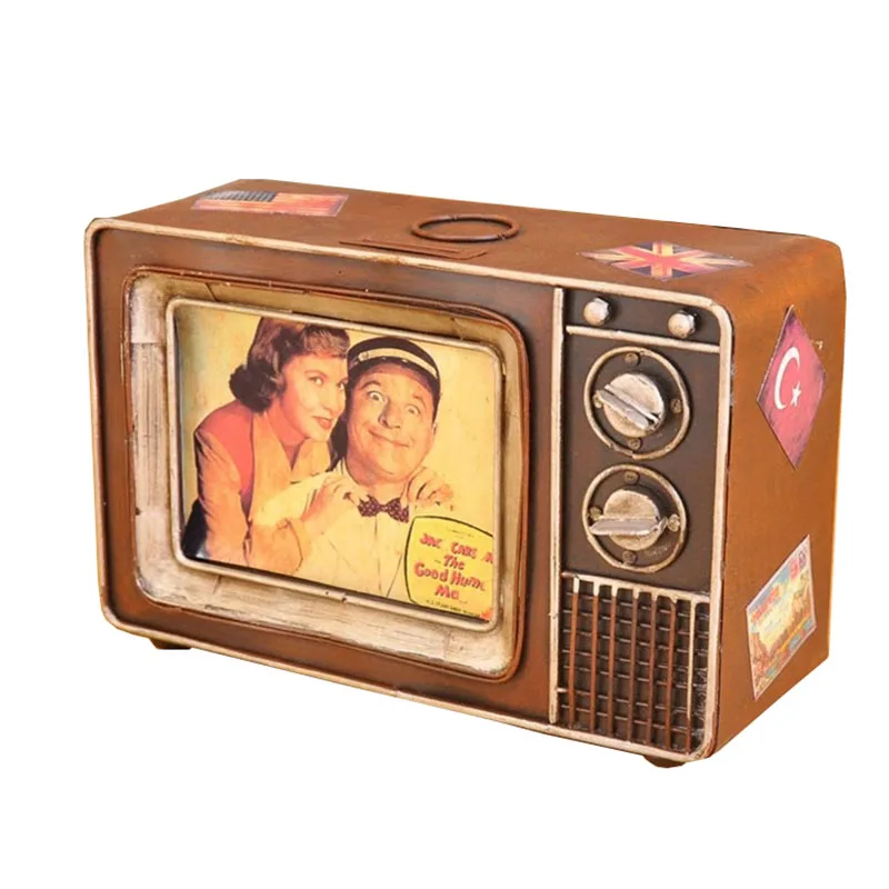 Retro Iron Desktop Ornament Inspired by Vintage Television Design Perfect for Living Room Bar or Hotel Interior Decor Handcrafte