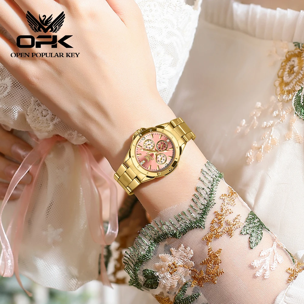 OPK 6001 Quartz Watch for Women Waterproof Luminous Chronograph Ladies Wristwatch Business Women\'s Watches reloj para mujer