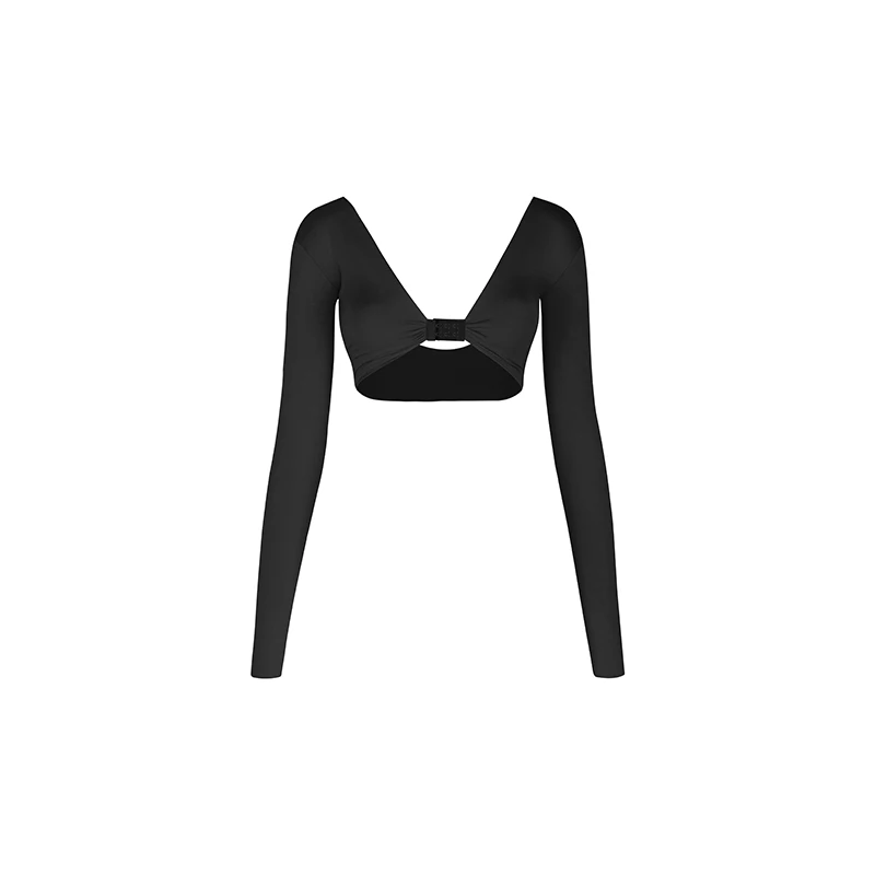 ملابس الرقص اللاتينية في المملكة المتحدة للسيدات، توب لاتيني عميق على شكل حرف V مع إغلاق أمامي وحمالة صدر مدمجة، ملابس ممارسة الرقص المثيرة للبالغين