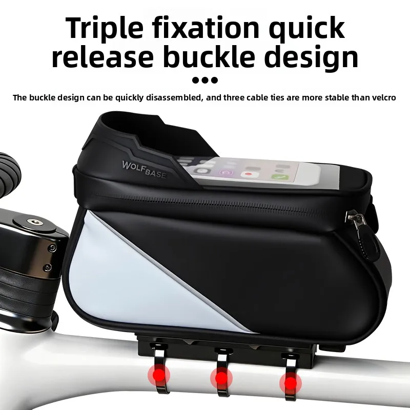 Bolsa para bicicleta, bolsa para cuadro de tubo frontal superior para ciclismo, resistente al agua, funda para teléfono de 7 pulgadas, almacenamiento con pantalla táctil, bolsa para bicicleta de montaña y carretera