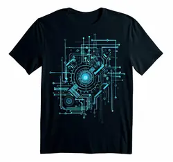 Futuristic Cyber Line Design Men's T-Shirt - Hi-Tech Techwear Tee  High Quality 100%Cotton Short Sleeve