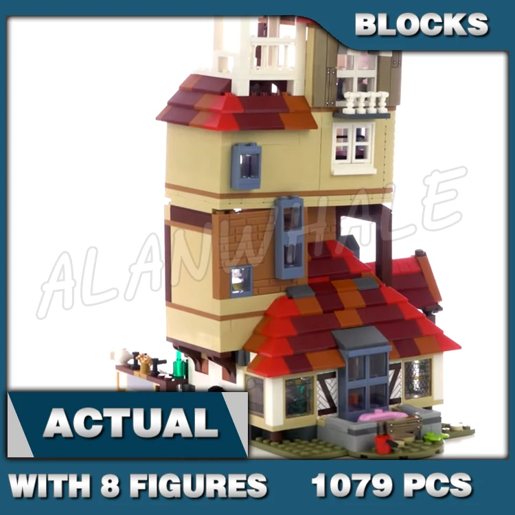 1079pcs Magical World of Wizards 4-floor Attack on The Burrow Fire Battle 11572 Model Building Blocks toy Compatible With Bricks