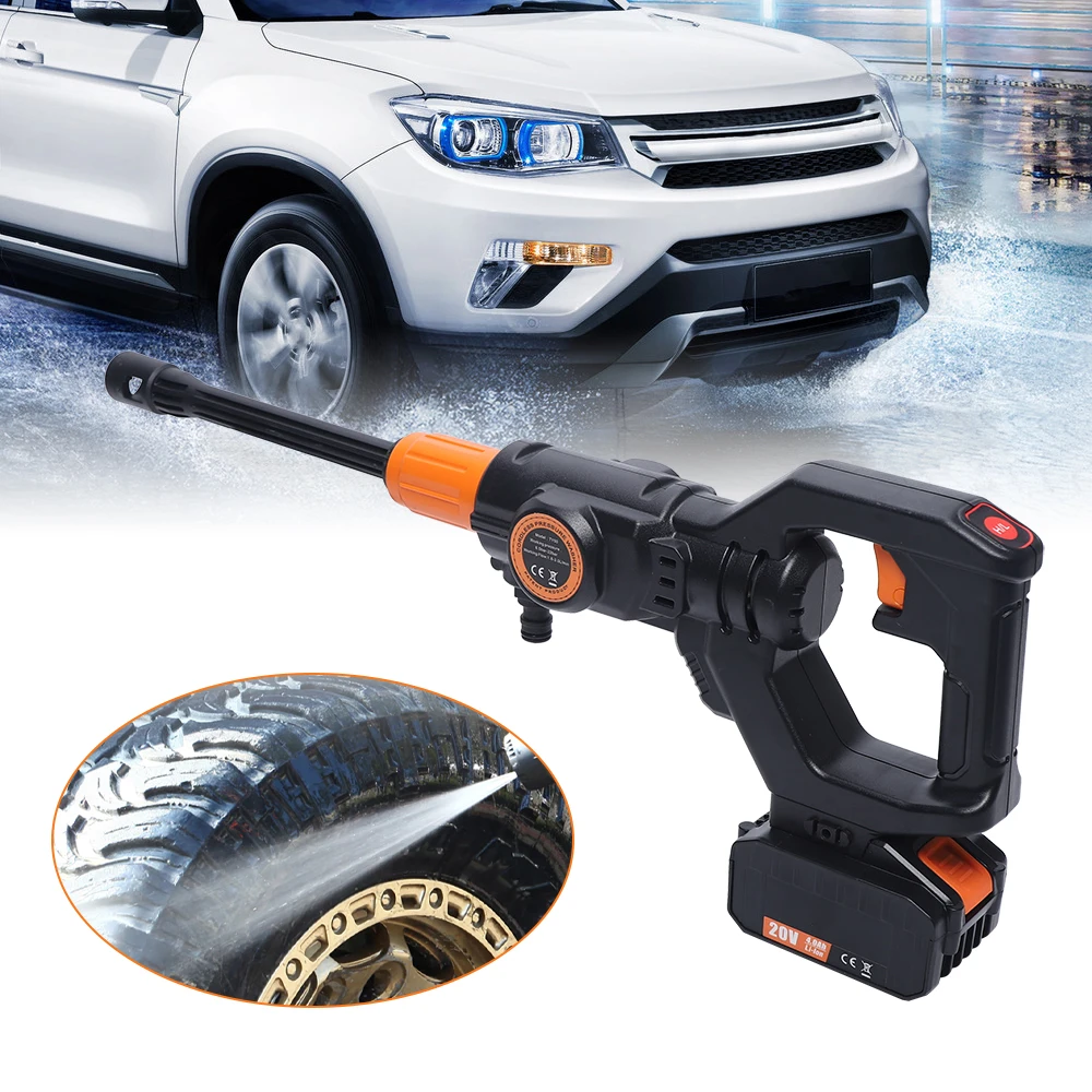 Portable Car Wash Electric High Pressure Washer Cordless Spray Gun Power Washer  5-In-1 Multi-Spray Nozzle 435PSI 20V