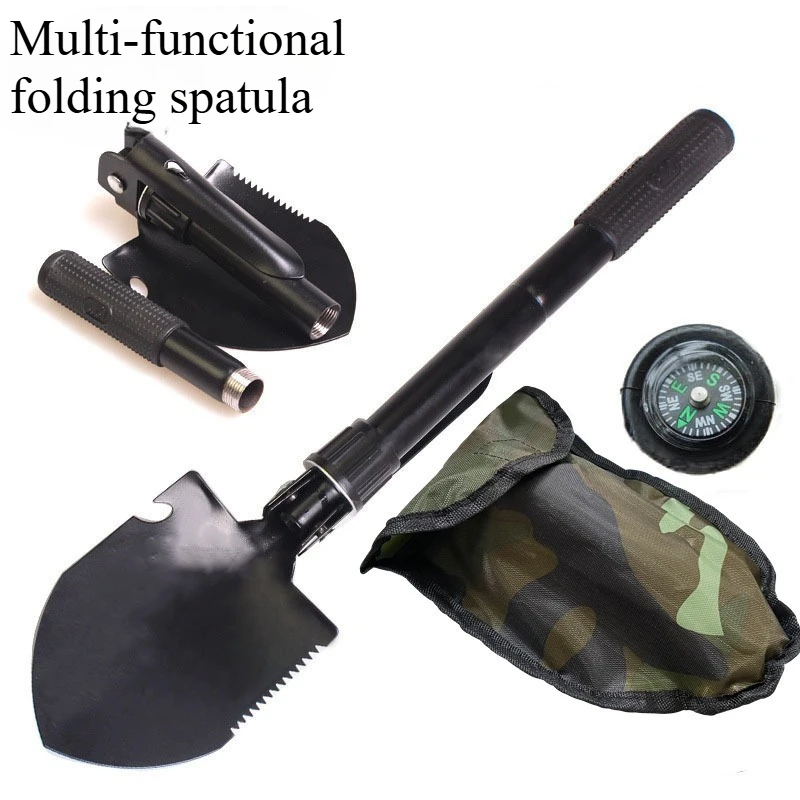 

Multi-functional folding car-mounted four-in-one stainless steel shovel for camping and outdoor use