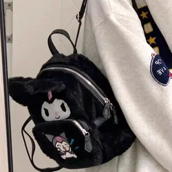 MBTI Kuromi-Mochila pequeña de estilo japonés para mujer, bolso informal de felpa, MINISO, esponjoso, Hello Kitty