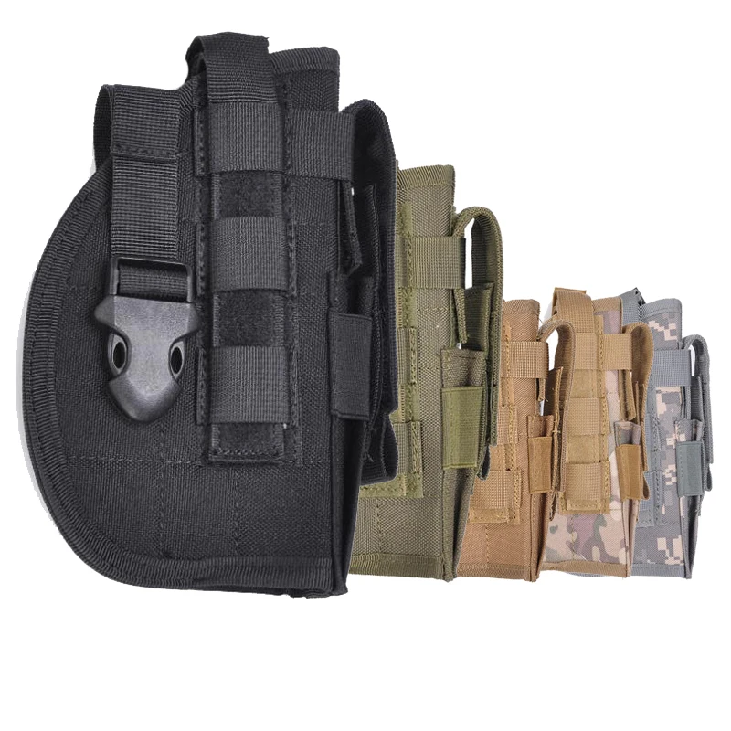 Molle Adjustable Tactical Holster Universal Gun Belt Holster Pouch With Light Pocket Right Handed For Glock 17 Pistol