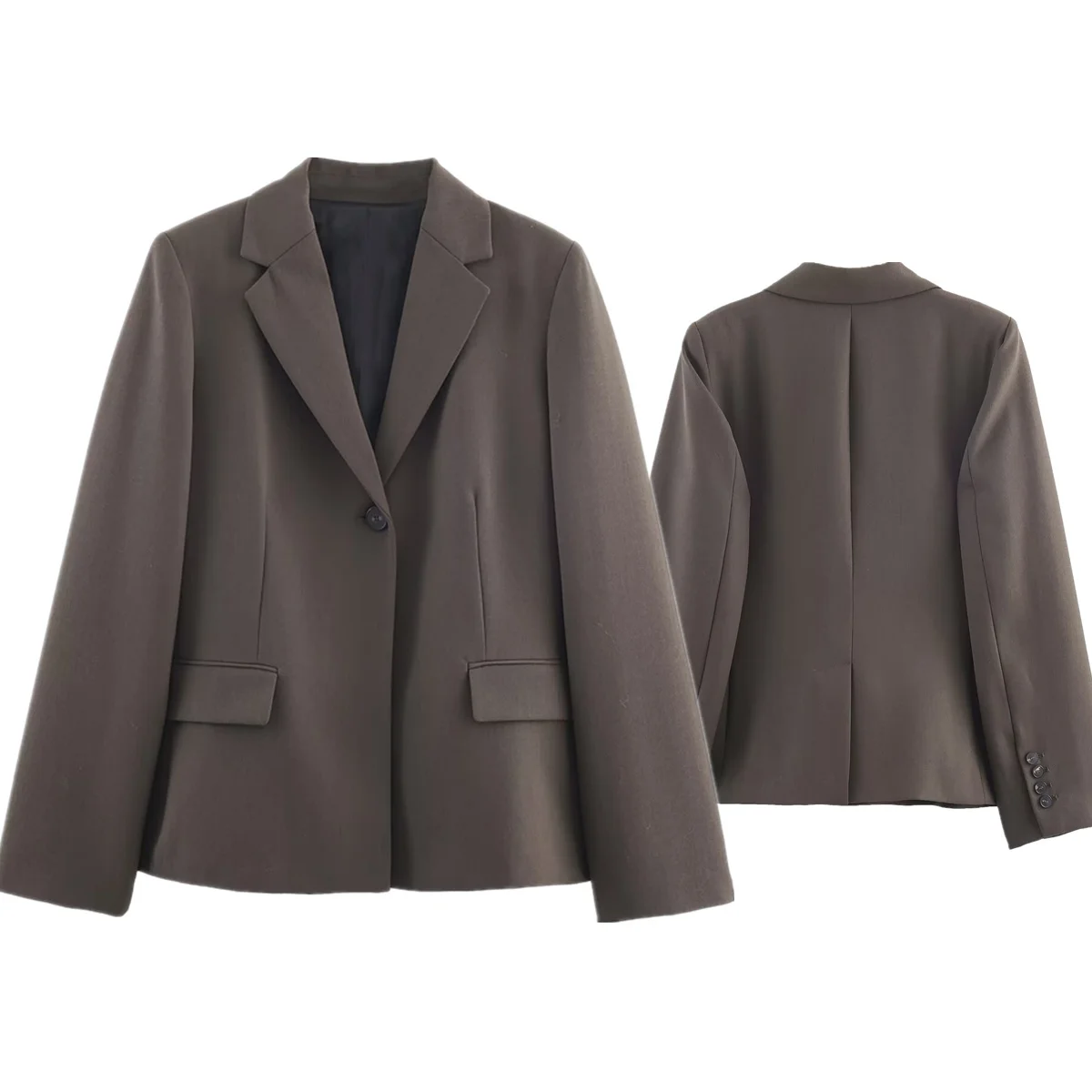 

Dave&Di французский элегантный модный кофейный однобортный пиджак женские топы прямой костюм женская куртка женская одежда